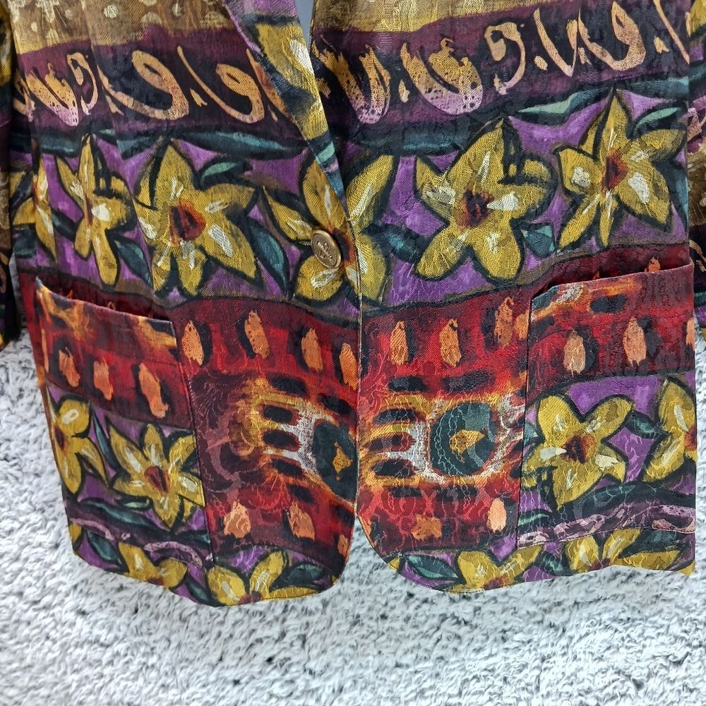 Danielle B. Vintage 1980's Women's Medium Geo Floral Printed Jacket. Lined.... - Picture 11 of 15